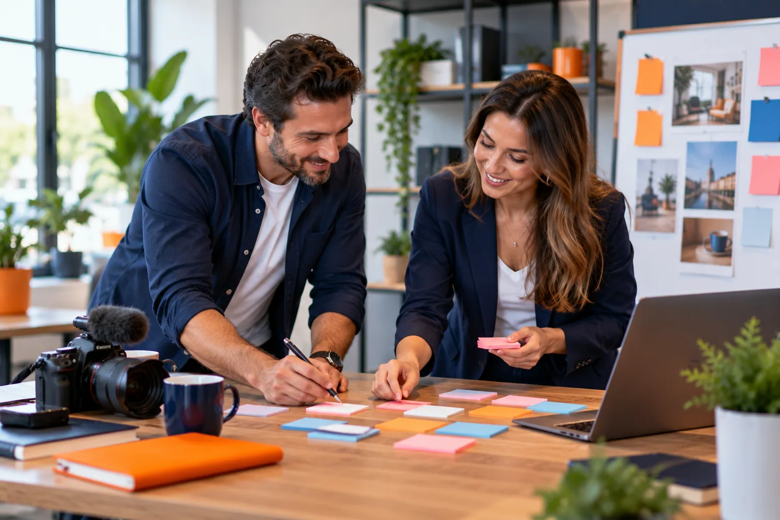 Zelfstandige ondernemer bereidt een contentplanning voor.