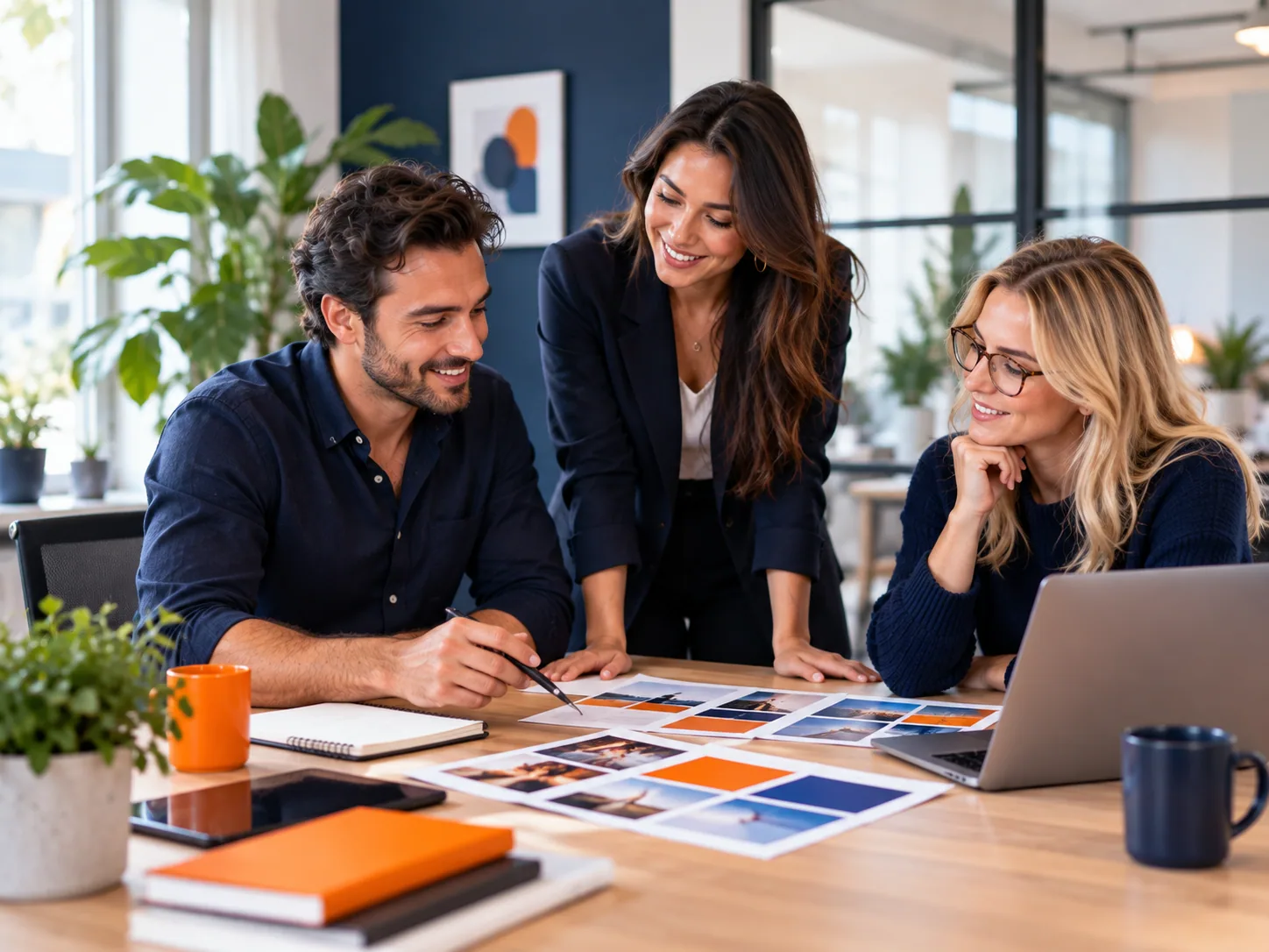 Professionals bespreken een socialmediastrategie.